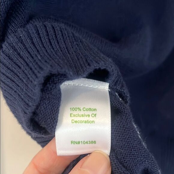 Garnet Hill Navy and White Patterned Sweater - Picture 5 of 6